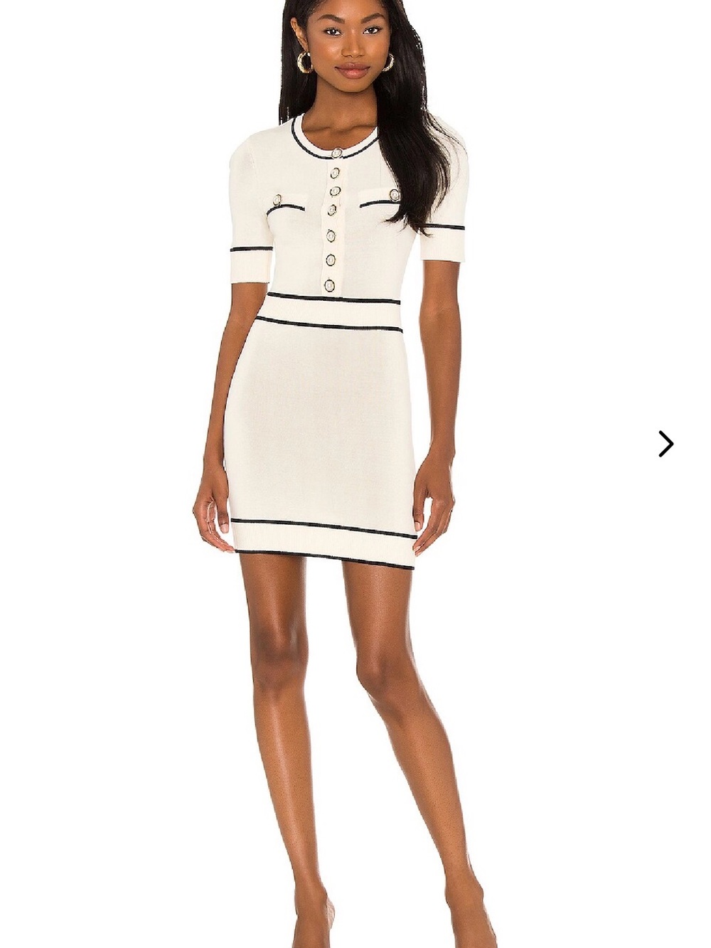 Lovers + Friends Pearl Mini Dress Ivory Black Knit Pearl Button sold out